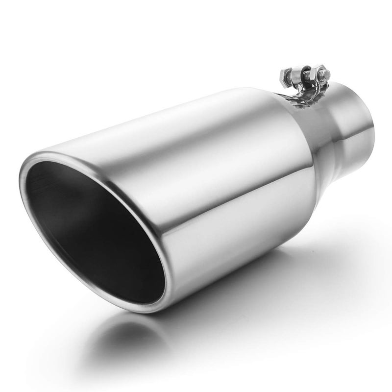 A-KARCK Exhaust Tip 3" Inlet to 5" Outlet, A-KARCK 12" Overall Length Polishing Bolt On Exhaust Tailpipe Tip Protect Tailpipe - Image 1